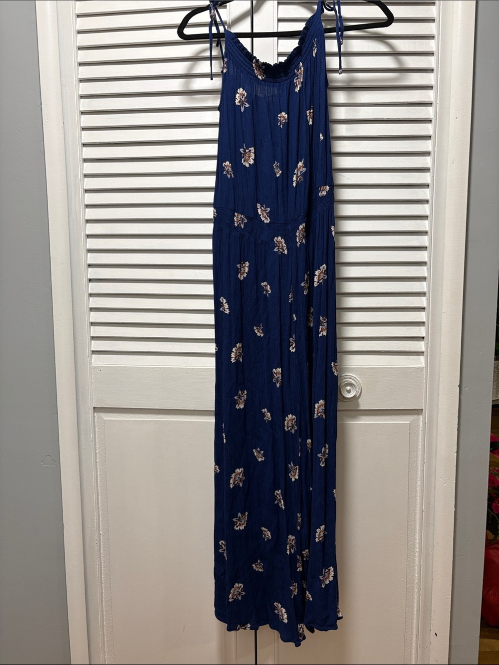 Navy Floral jumpsuit with Tie Straps